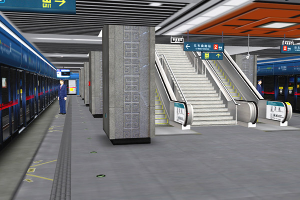 以西安地铁二号线北大街为蓝本开发的虚拟车站